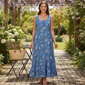 EDDY Tina Tank Dress NWT XL Ultramarine Floral Lace Maxi Consciously Curated